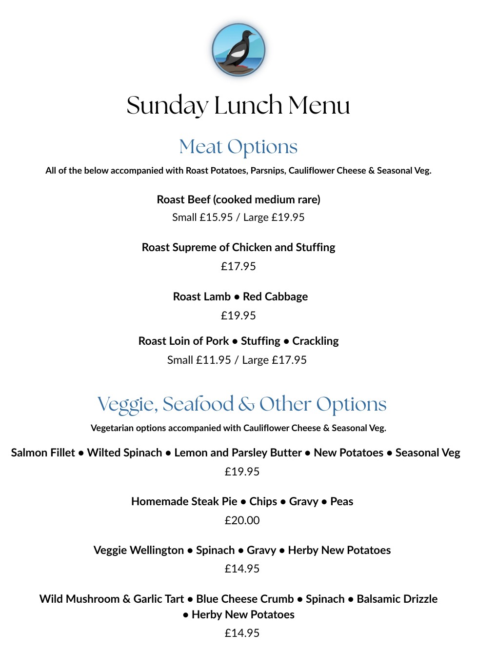 Guillemot sunday roast westward ho!