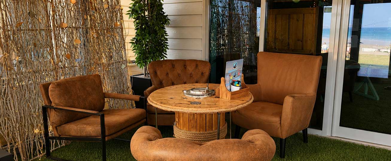 Cosy seating area on the lower deck of the Guillemot