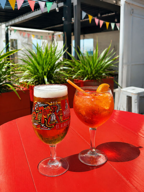 Aperol Spritz and Pint of Beer at The Gillemot Gardens Westward Ho!